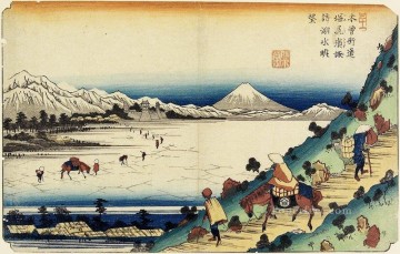 Vista del lago Suwa visto desde el paso Shiojiri 1830 Keisai Eisen Ukiyoye Pinturas al óleo